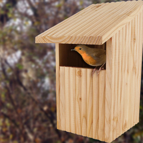 Nichoir semi ouvert pour oiseaux : le Refuge : rouge gorge, merle... Natures Market Fabriqué en France. Nichoir semi ouvert pour oiseaux : le Refuge : rouge gorge, merle... Natures Market Fabriqué en France.