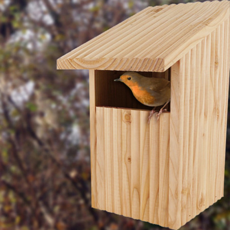 Nichoir semi ouvert pour oiseaux : le Refuge : rouge gorge, merle... Natures Market Fabriqué en France.