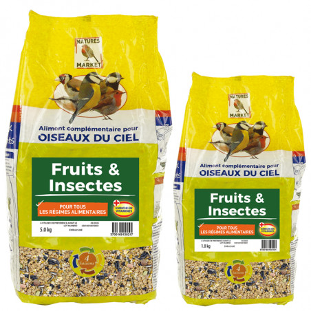 Mélange de graines pour oiseaux Fruits et Insectes Natures Market -Oisillon.net-