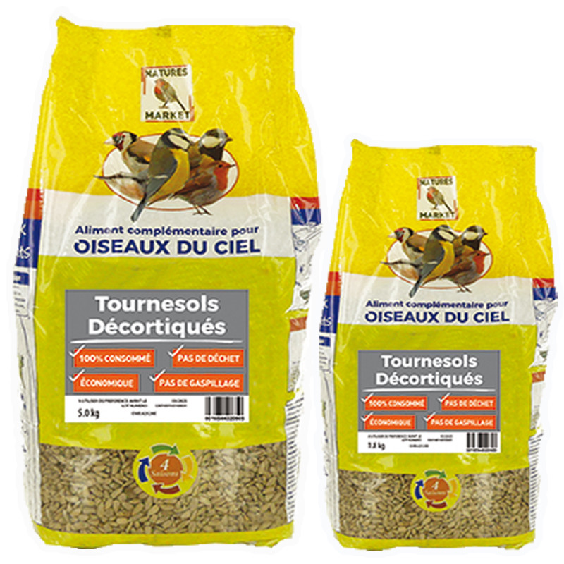 Graines de tournesol décortiqué pour oiseaux Natures Market -Oisillon.net-