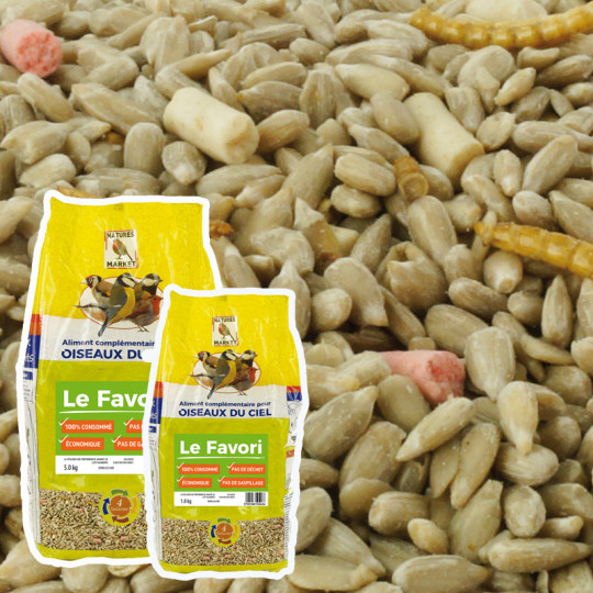 Mélange de graines Le Favori pour oiseaux Natures Market -Oisillon.net- Mélange de graines Le Favori pour oiseaux Natures Market -Oisillon.net-