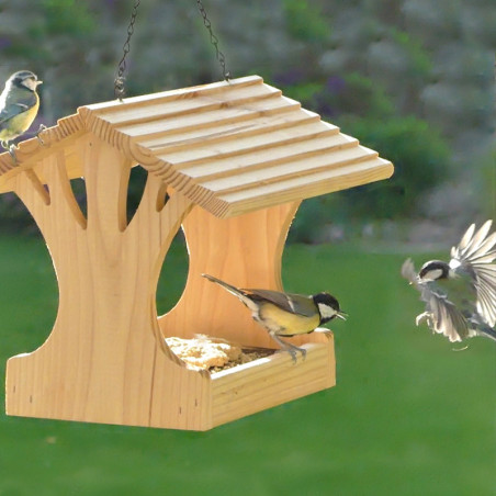 Mangeoire Oiseaux Exterieur en Bois,Maison Oiseaux, Mangeoire à