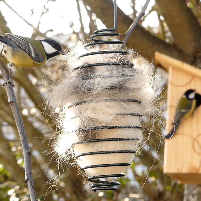Support Boule de graisse en bois massif pour oiseaux