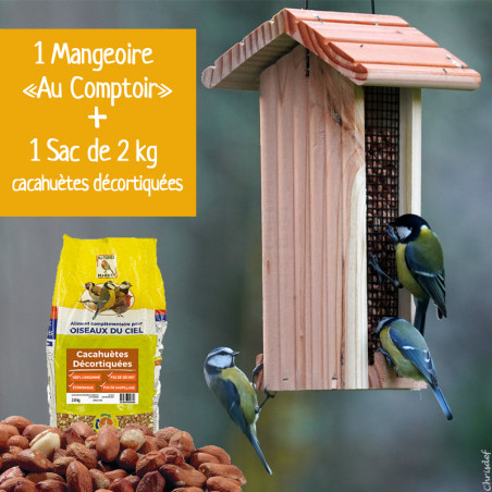 Mangeoire pour oiseaux au comptoir pour cacahuètes Natures Market - Oisillon.net - Fabriquée en France-photo chrisdef