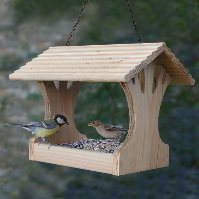 Mangeoire pour oiseaux en carton solide, station d'alimentation avec  perchoir, nourriture et ficelle - PEARL