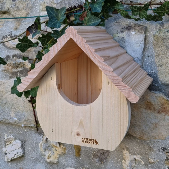Nichoir semi ouvert pour oiseaux : le Dodu : rouge gorge, merle... Natures Market Fabriqué en France. Nichoir semi ouvert pour oiseaux : le Dodu : rouge gorge, merle... Natures Market Fabriqué en France.