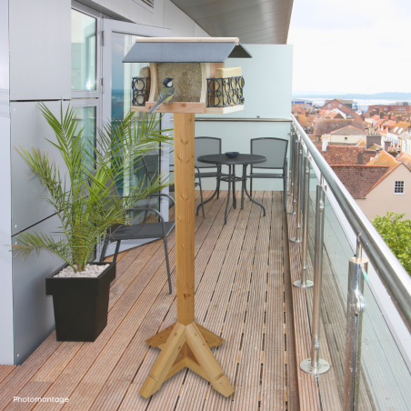 poteau en bois pour mangeoire oiseau, balcon, terrasse, jardin, fabriqué en France, natures market, oisillon.net