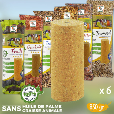 Cylindre de graisse végétale sans huile de palme pour oiseaux Natures Market -Oisillon.net-