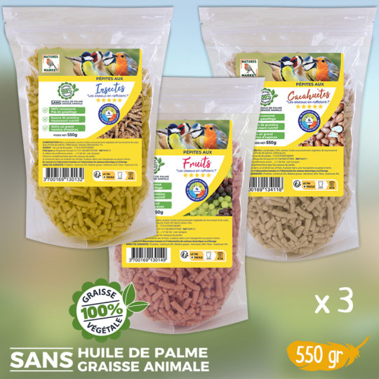 Nuggets/pépites  pour oiseaux graisse végétale sans huile de palme Natures Market -Oisillon.net- Nuggets/pépites  pour oiseaux graisse végétale sans huile de palme Natures Market -Oisillon.net-