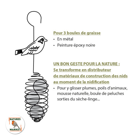 Ressort pour boules de graisses ou matériaux pour nid Natures Market -Oisillon.net-