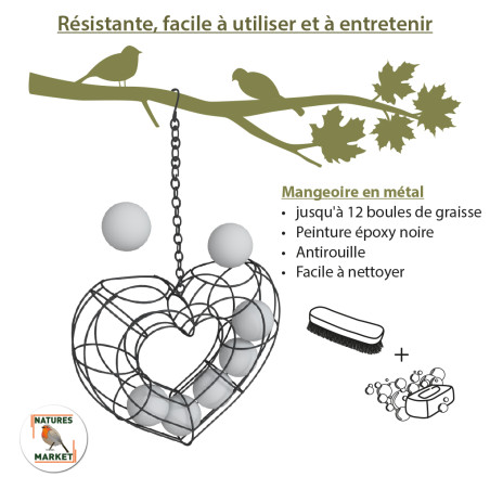 Coeur "Valentine"  pour boules de graisse Natures Market -Oisillon.net-