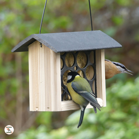 Mangeoire le Croque  pour oiseaux Natures Market -Oisillon.net- fabriquée en France-brique alimentaire recyclée