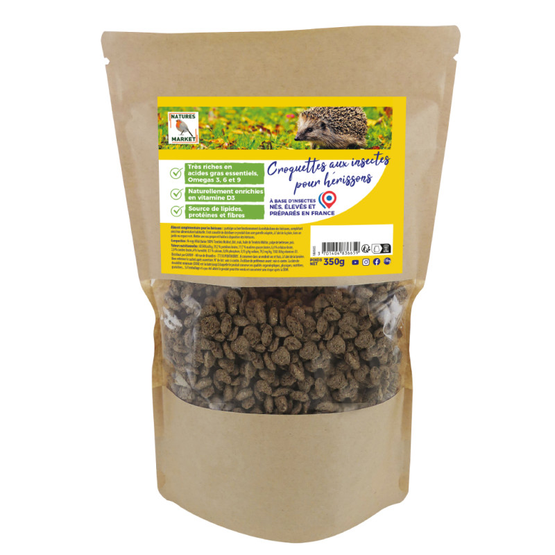 croquettes pour hérissons aux insectes fabriqué en France Natures Market Oisillon.net