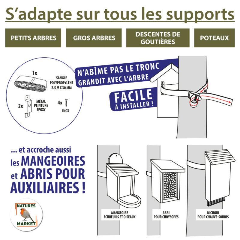 Accroche nichoir suspendre nichoir oiseaux système accroche nichoir Natures Market Oisillon.net