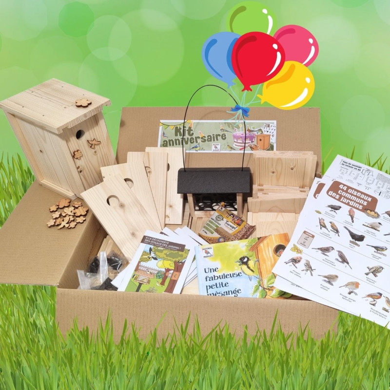 KIT ANNIVERSAIRE BRICOLAGE CONSTRUIRE NICHOIR NATURES MARKET OISILLON.NET FABRIQUE EN FRANCE