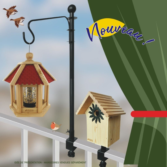 Poteau spécial Balcon à visser pour mangeoire et nichoir. Natures Market Oisillon.net Poteau spécial Balcon à visser pour mangeoire et nichoir. Natures Market Oisillon.net