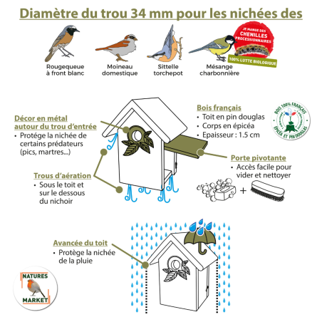Coffret : Attrape Rêve ! Moineaux, Sittelles Torchepots et Rougequeues à Front Blanc Natures Market Oisillon.Net fabriqué France