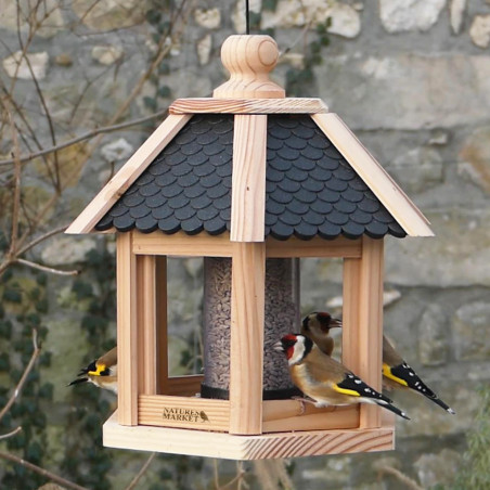 Mangeoire oiseaux fabriquée en France  Made in France en matériau recyclé et bois français. Natures Market. Oisillon.net