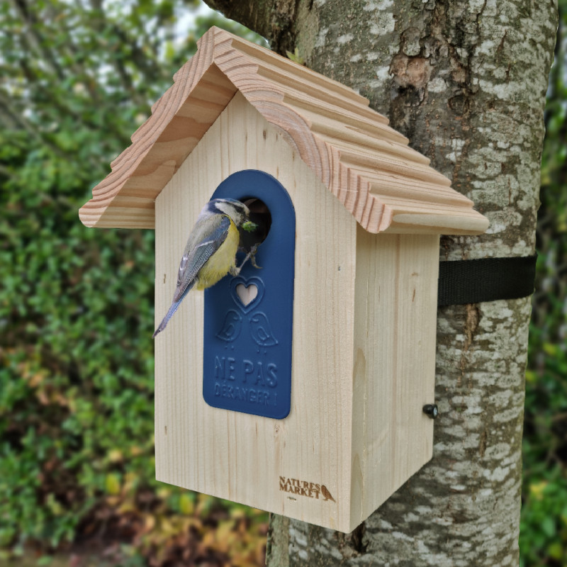 Nichoir ibis pour mésanges bleues, nonettes, huppées et mésanges noires. Fabriqué en France Natures Market Oisillon.net