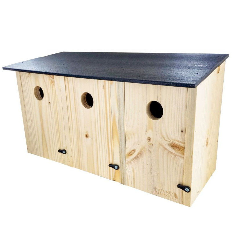 Nichoir communautaire pour moineaux, natures market oisillon.net fabriqué en france toit recyclé