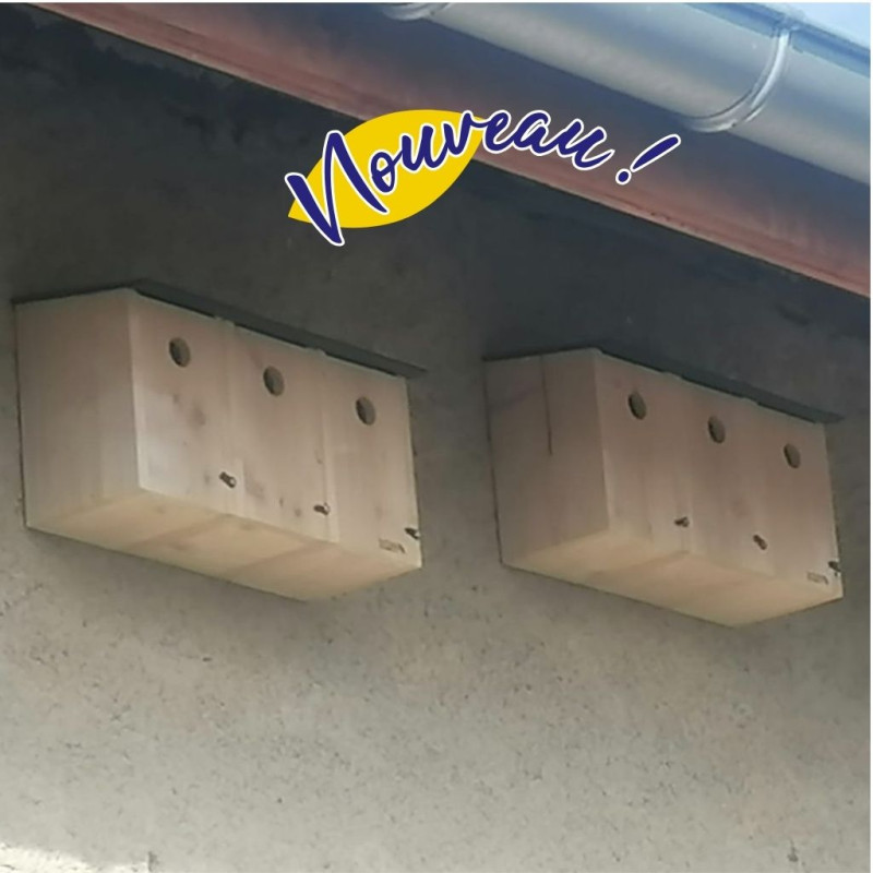 Nichoir communautaire pour moineaux, natures market oisillon.net fabriqué en france toit recyclé