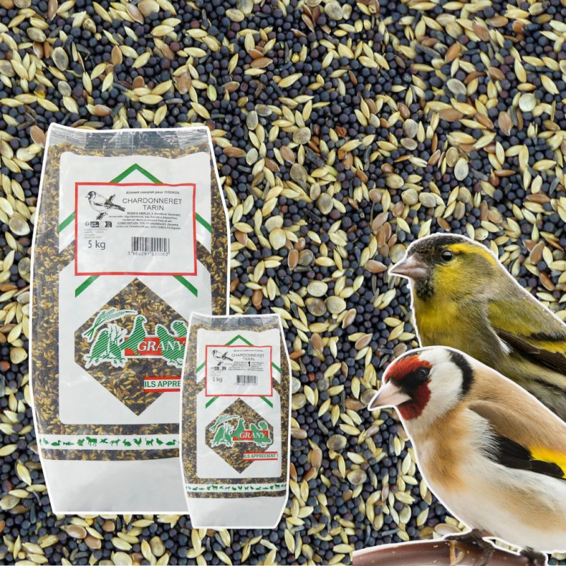Mélange de graines pour chardonnerets et tarins. Natures market sur Oisillon.net