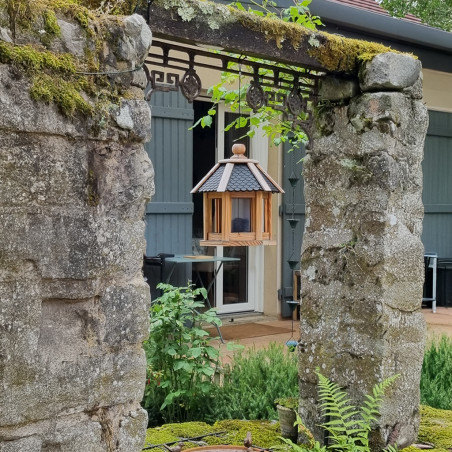 Mangeoire Gazebo Junior recyclée -Toit gris- Nature Market Mangeoire oiseaux pour graines