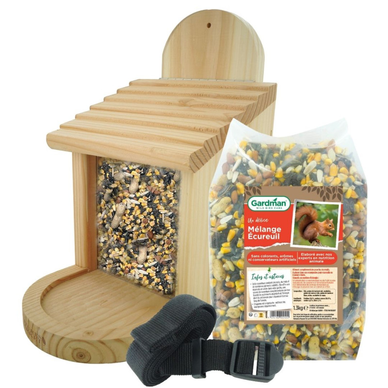 mangeoire et graines pour écureuils. fabriqué en France. Made in France. Natures Market oisillon.net