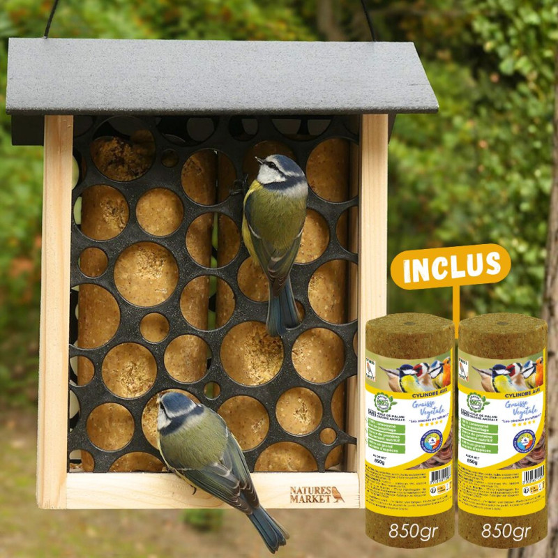 Mangeoire le Gargantuesque pour oiseaux Natures Market -Oisillon.net- fabriquée en France-brique alimentaire recyclée