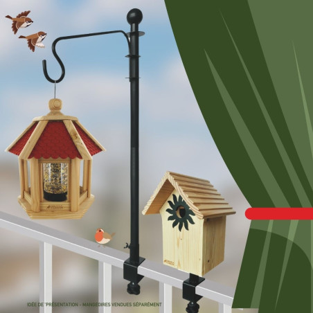 Poteau spécial Balcon à visser pour mangeoire et nichoir. Natures Market Oisillon.net
