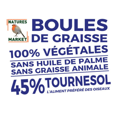 boules de graisse végétale fabriquées en France. Sans huile de palme Natures Market Oisillon.net