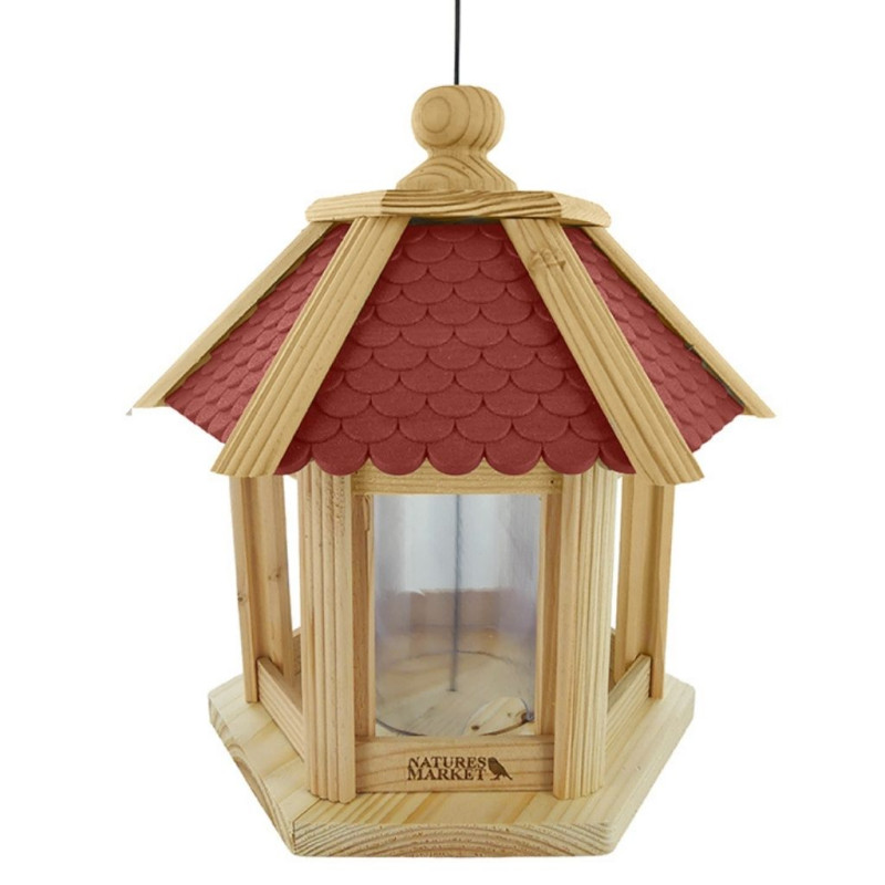 Mangeoire Gazebo Junior oiseaux fabriquée en France en matériau recyclé et bois français. Natures Market. Oisillon.net
