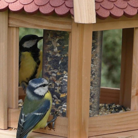 Mangeoire Gazebo Junior oiseaux fabriquée en France en matériau recyclé et bois français. Natures Market. Oisillon.net
