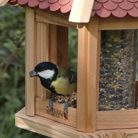 Mangeoire Gazebo Junior oiseaux fabriquée en France en matériau recyclé et bois français. Natures Market. Oisillon.net