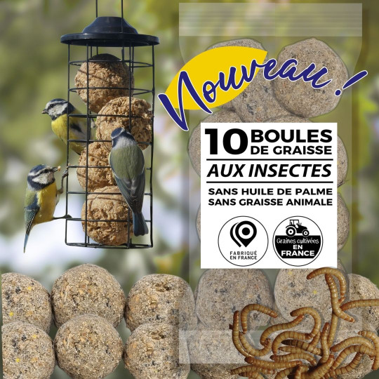 boules de graisse végétale aux insectes fabriquées en France. Sans huile de palme Natures Market Oisillon.net