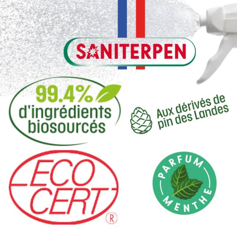 désinfectant mangeoire et nichoirs oiseaux. Natures market. Oisillon.net fabriqué en France Bio- Saniterpen 4-en-1