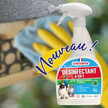 désinfectant mangeoire et nichoirs oiseaux. Natures market. Oisillon.net fabriqué en France Bio- Saniterpen 4-en-1
