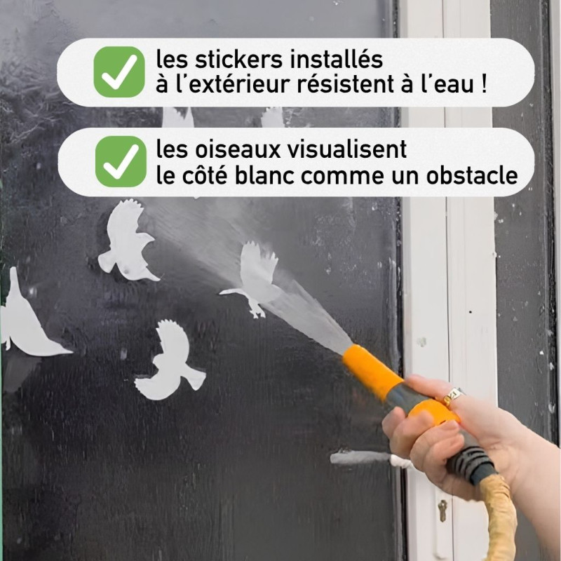 stickers autocollants electrostatiques anti collision oiseaux fabriqué en France. Natures market. Gardif.