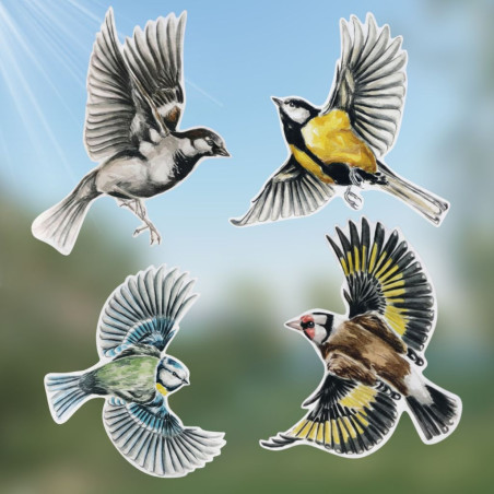 stickers autocollants electrostatiques anti collision oiseaux fabriqué en France. Natures market. Gardif.