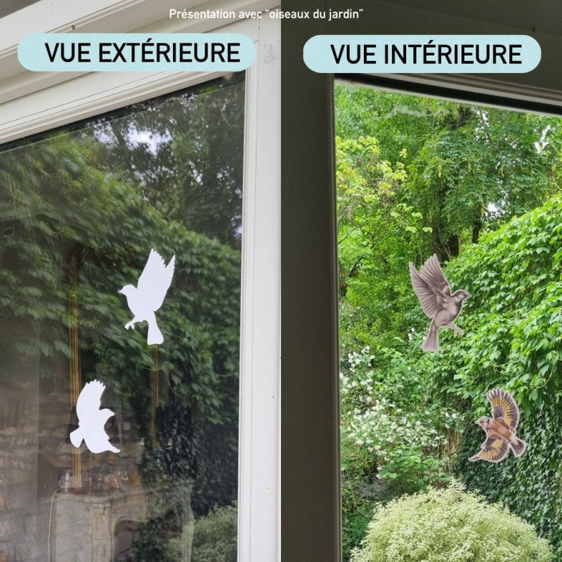 stickers autocollants electrostatiques anti collision oiseaux fabriqué en France. Natures market. Gardif.