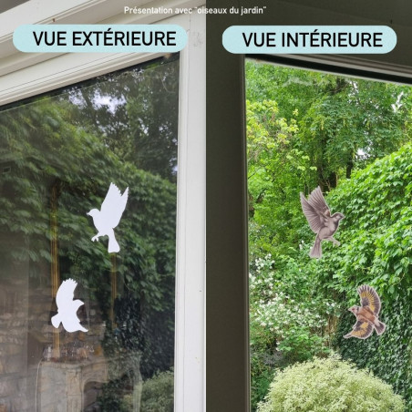 stickers autocollants electrostatiques anti collision oiseaux fabriqué en France. Natures market. Gardif.