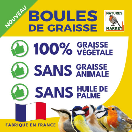 36 BOULES DE GRAISSE végétale SANS huile de palme Nature Market Nourritures